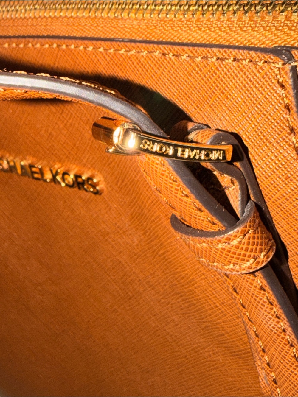 Michael Kors brown Saffiano Leather Tote with Gold Hardware - Picture 13 of 14
